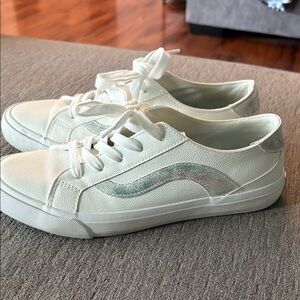 Chic White and Silver Women's Sneakers